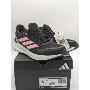 Girls Size 6Y / Womens 7 - Adidas Runfalcon 5 J Running Shoes Black Pink New